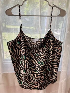 Nine West Black Camisole with Cream, Pink & Teal Zebra Print